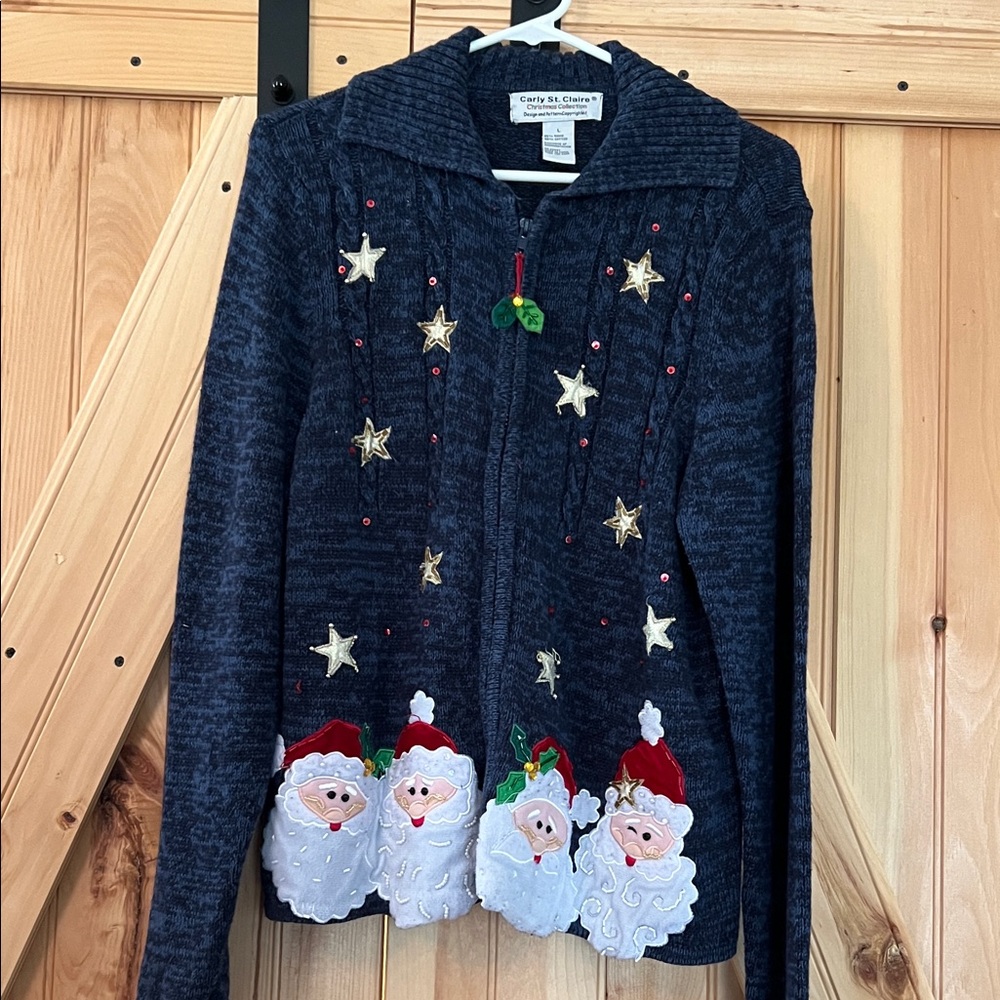 Festive Navy Santa Cardigan